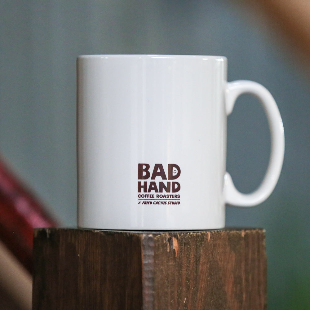 fried cactus studio mug in collaboration with bad hand coffee.