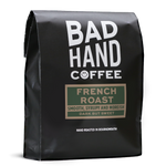 One kilogram bag of French Roast - taste notes: smooth, syrupy and moreish. Roasted dark and fresh to order from Bad Hand Coffee. Available as whole bean or ground to your home brew method.