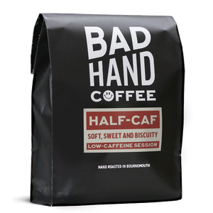Bad Hand Coffee Half-Caf blend, speciality coffee, espresso/filter sold in 250g or 1kg as whole beans or ground to your brew method.