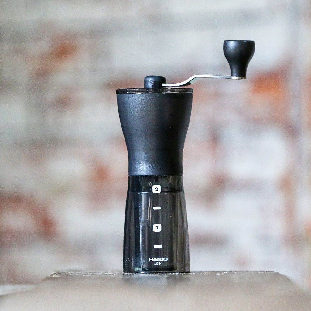 bad hand coffee, Hario ceramic coffee mill, mini slim+. Hand grinder from Hario.